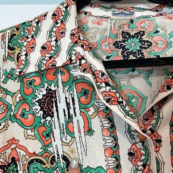 Vintage 1970s PYKETTES all over print long sleeve button-down blouse women’s - Picture 4 of 8